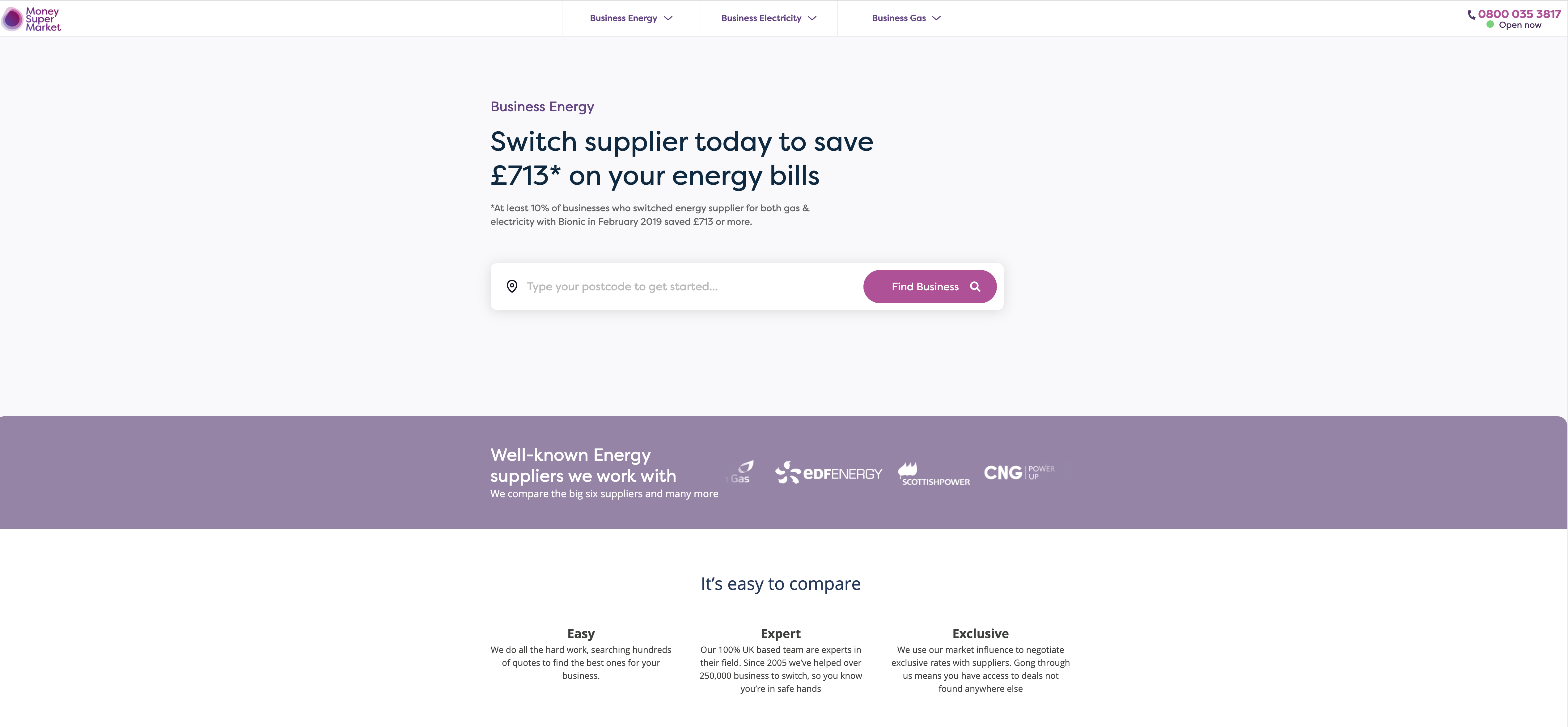 moneysupermarket business energy comparison site