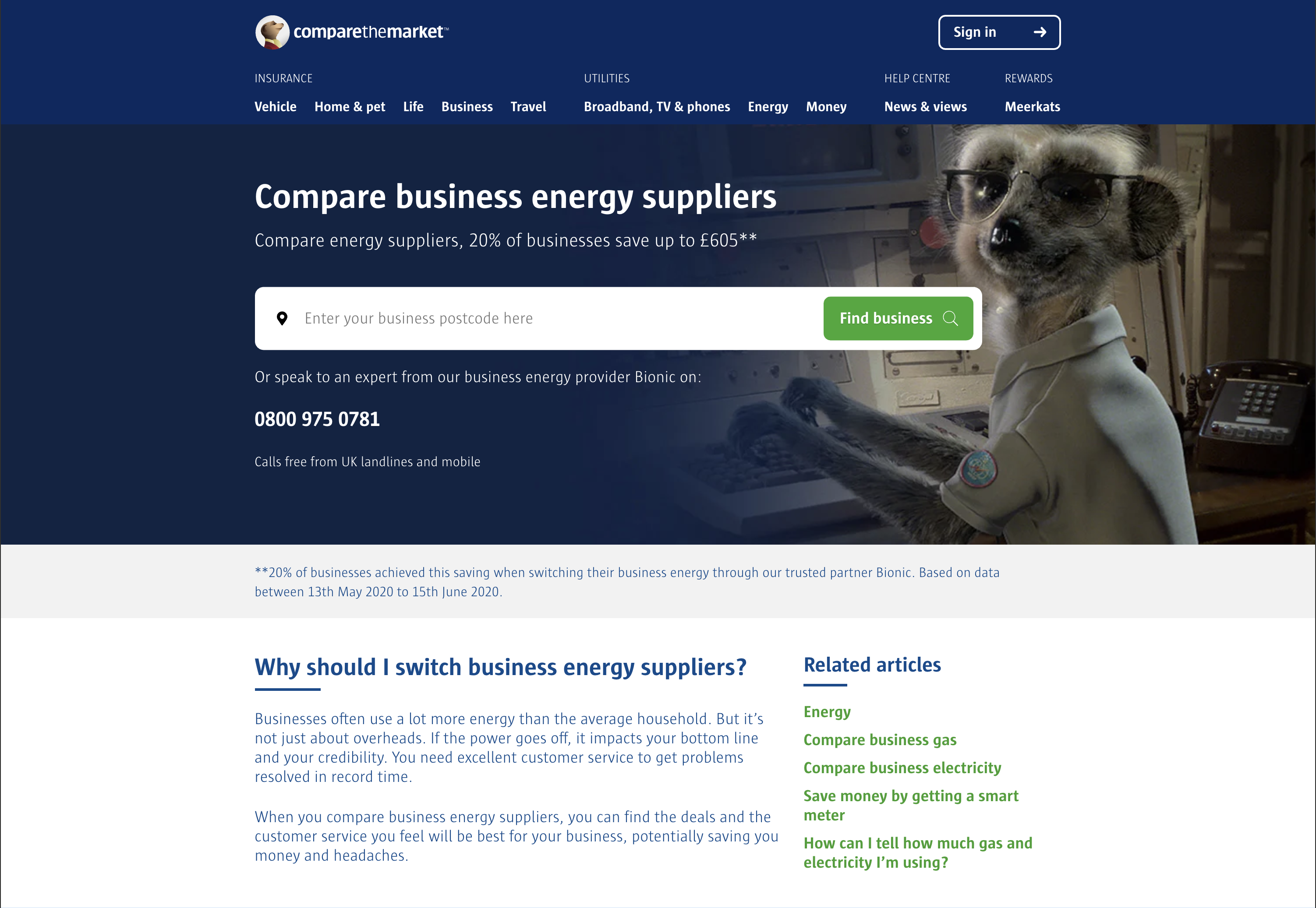 compare the market business energy comparison site